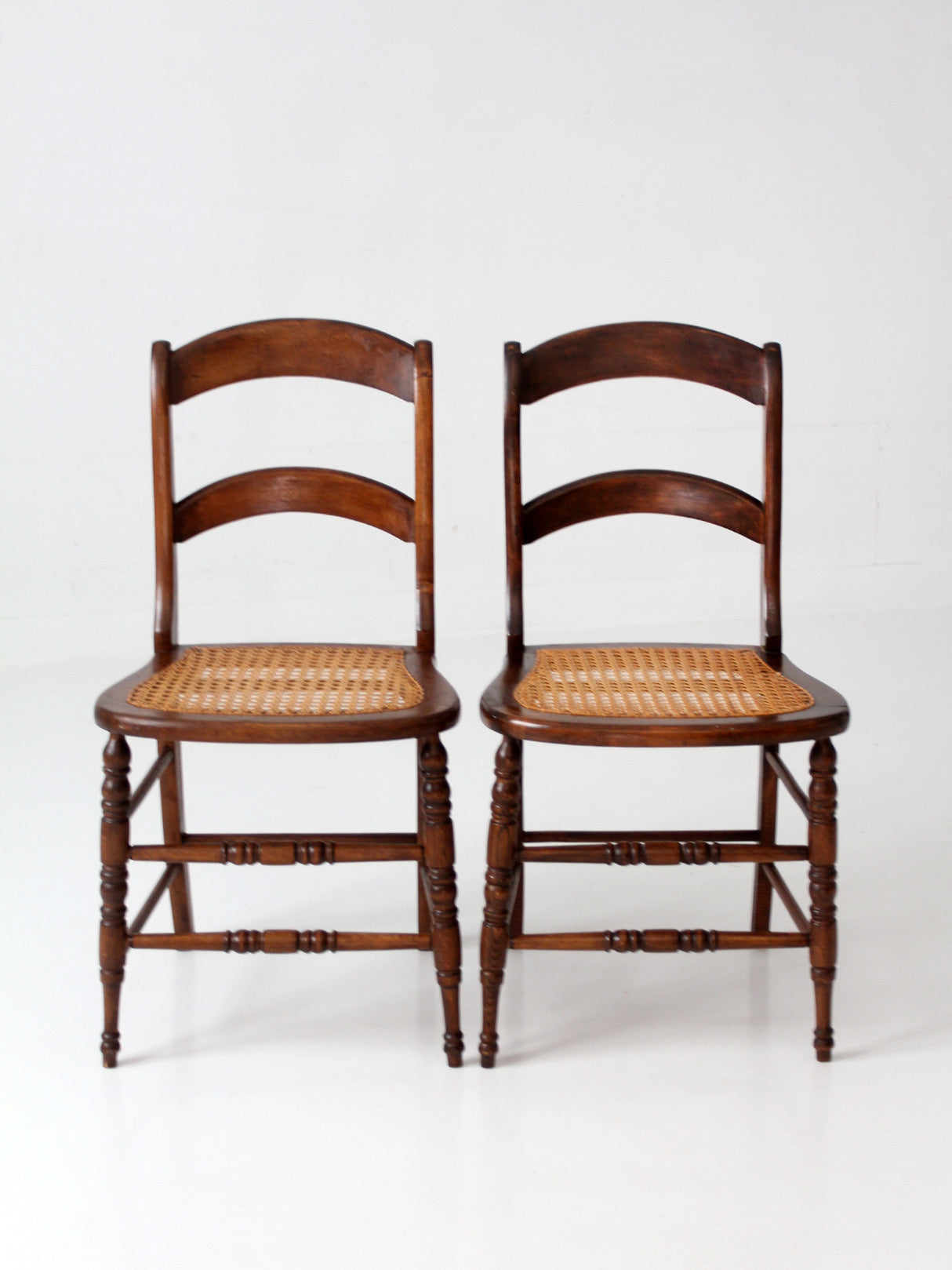 antique cane seat dining chairs pair