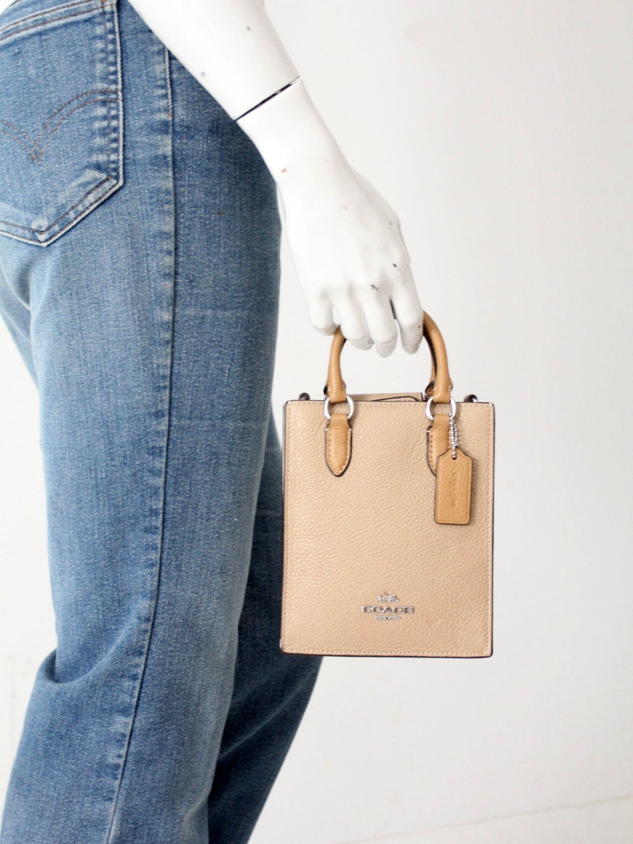 Coach pebble leather mini tote bag