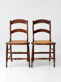antique cane seat dining chairs pair