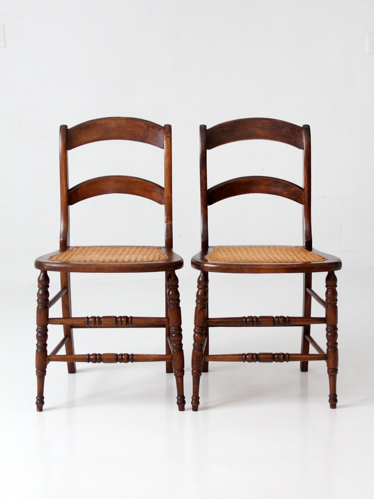 antique cane seat dining chairs pair
