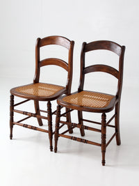 antique cane seat dining chairs pair