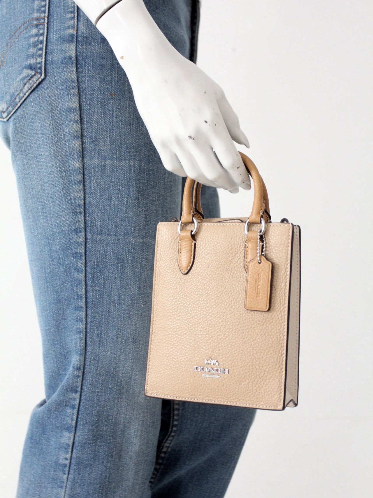 Coach pebble leather mini tote bag
