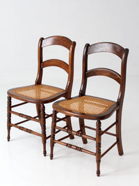 antique cane seat dining chairs pair