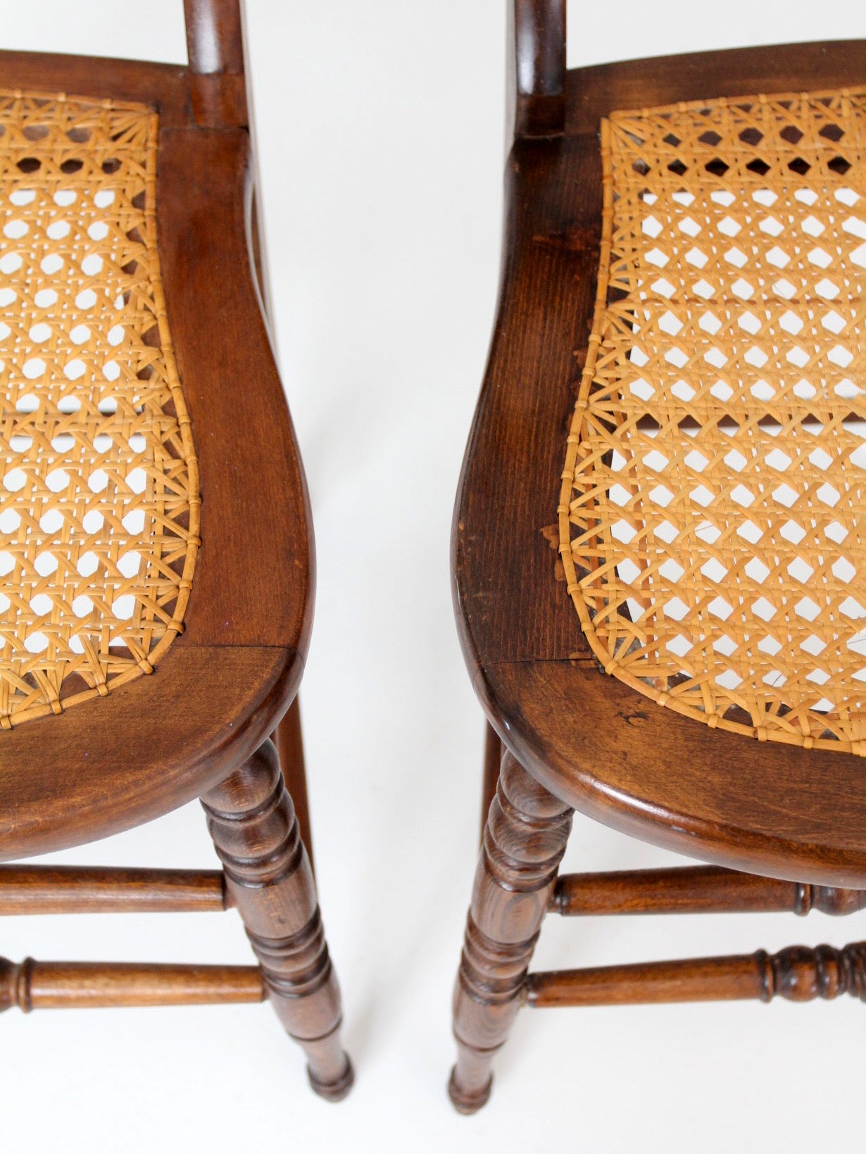 antique cane seat dining chairs pair