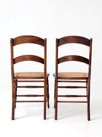 antique cane seat dining chairs pair