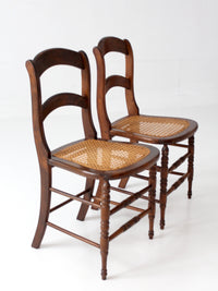 antique cane seat dining chairs pair