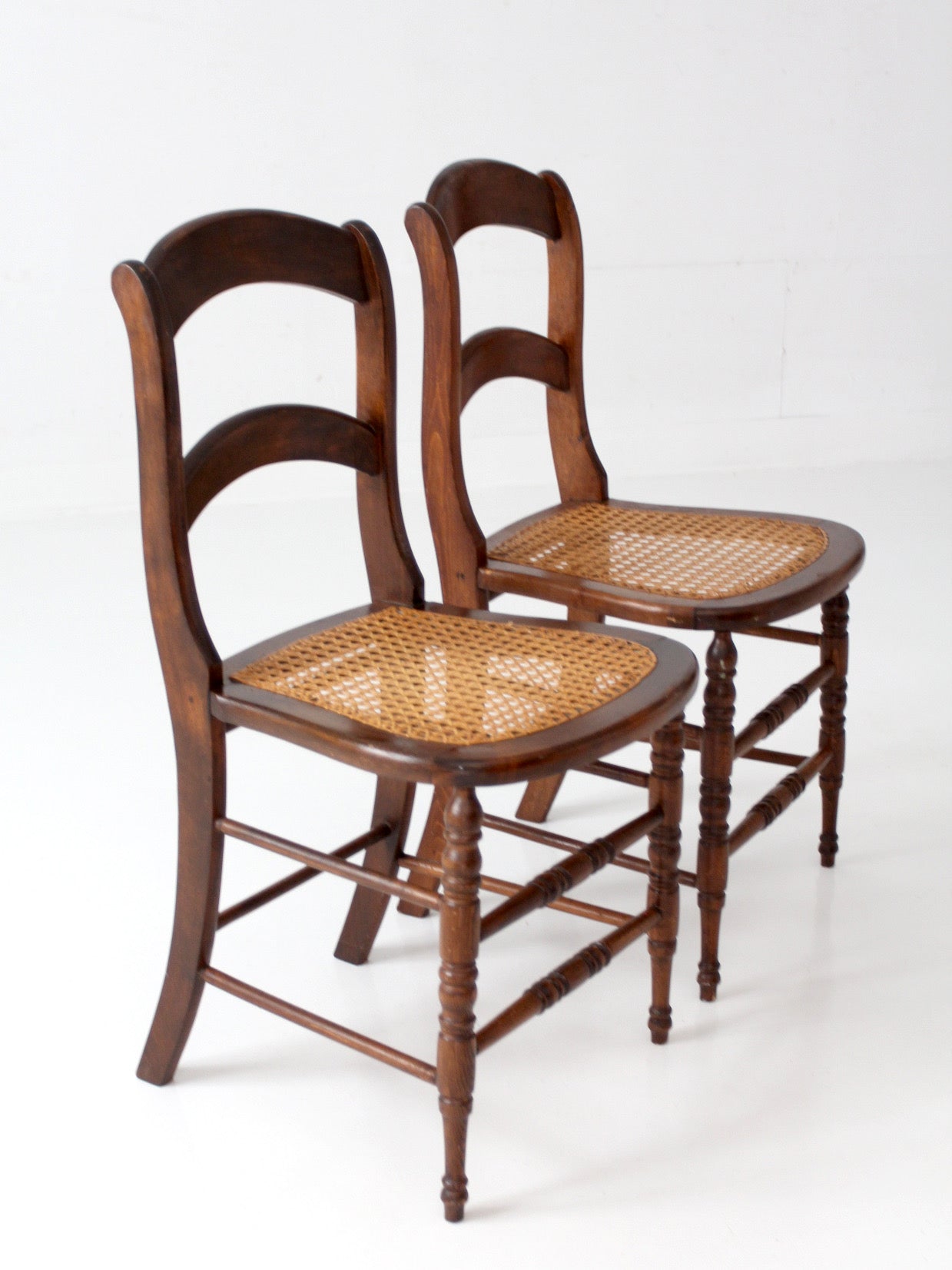 antique cane seat dining chairs pair