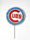 vintage Cubs painted wood sign with stake