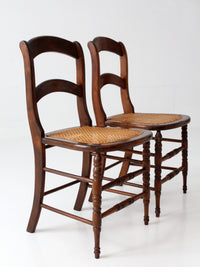 antique cane seat dining chairs pair