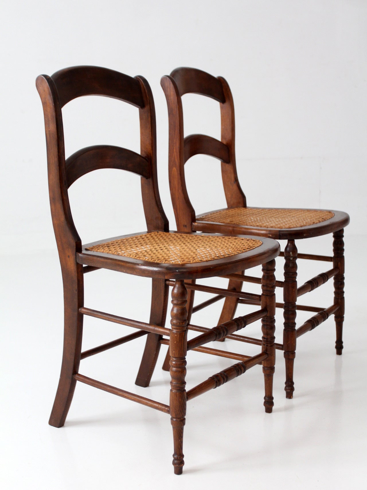 antique cane seat dining chairs pair
