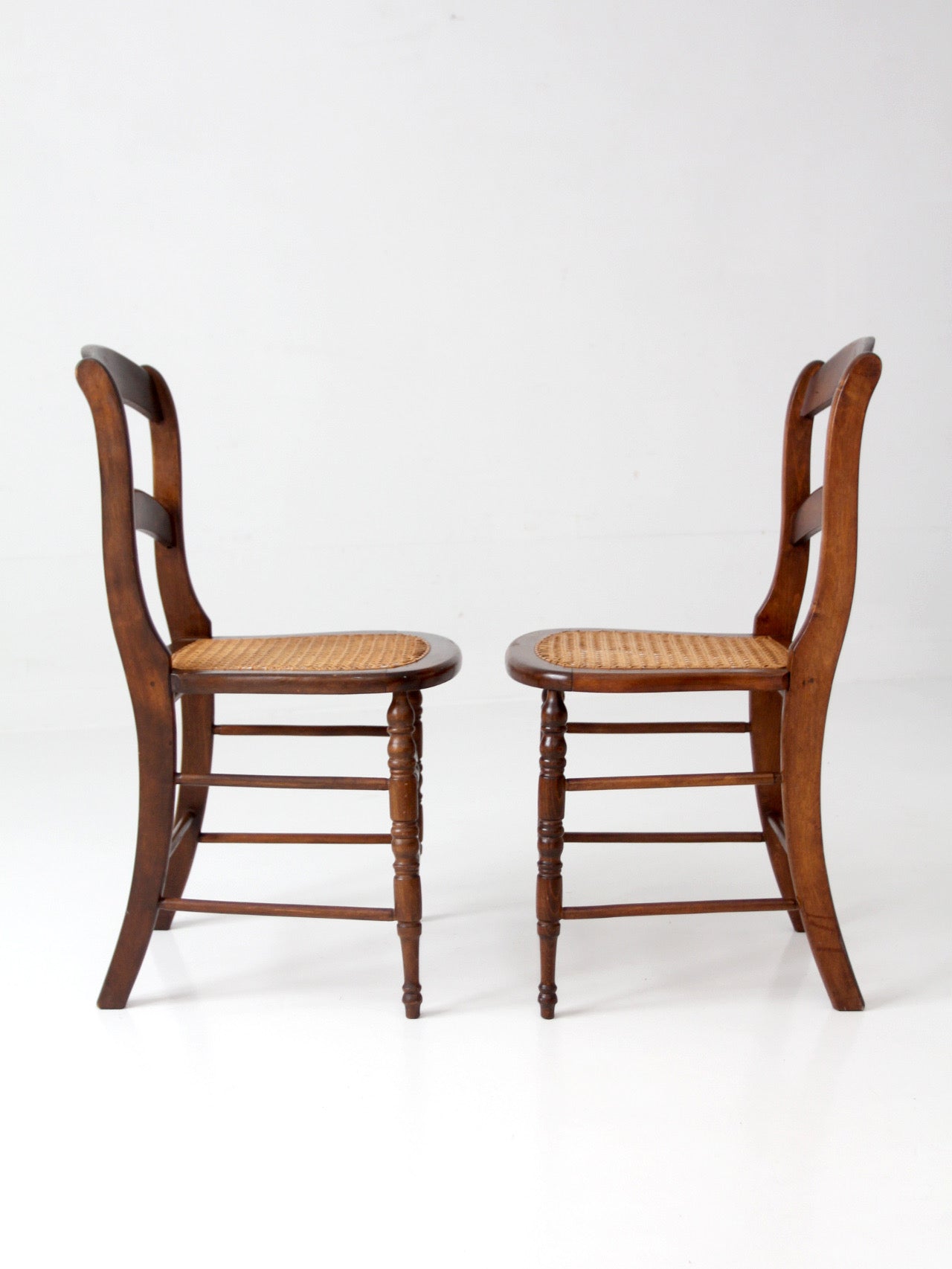 antique cane seat dining chairs pair