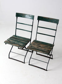 antique wrought iron folding chairs pair