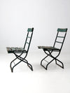 antique wrought iron folding chairs pair