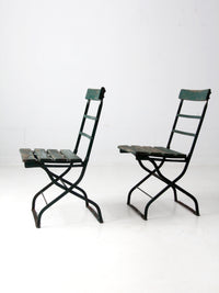 antique wrought iron folding chairs pair