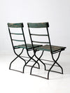 antique wrought iron folding chairs pair