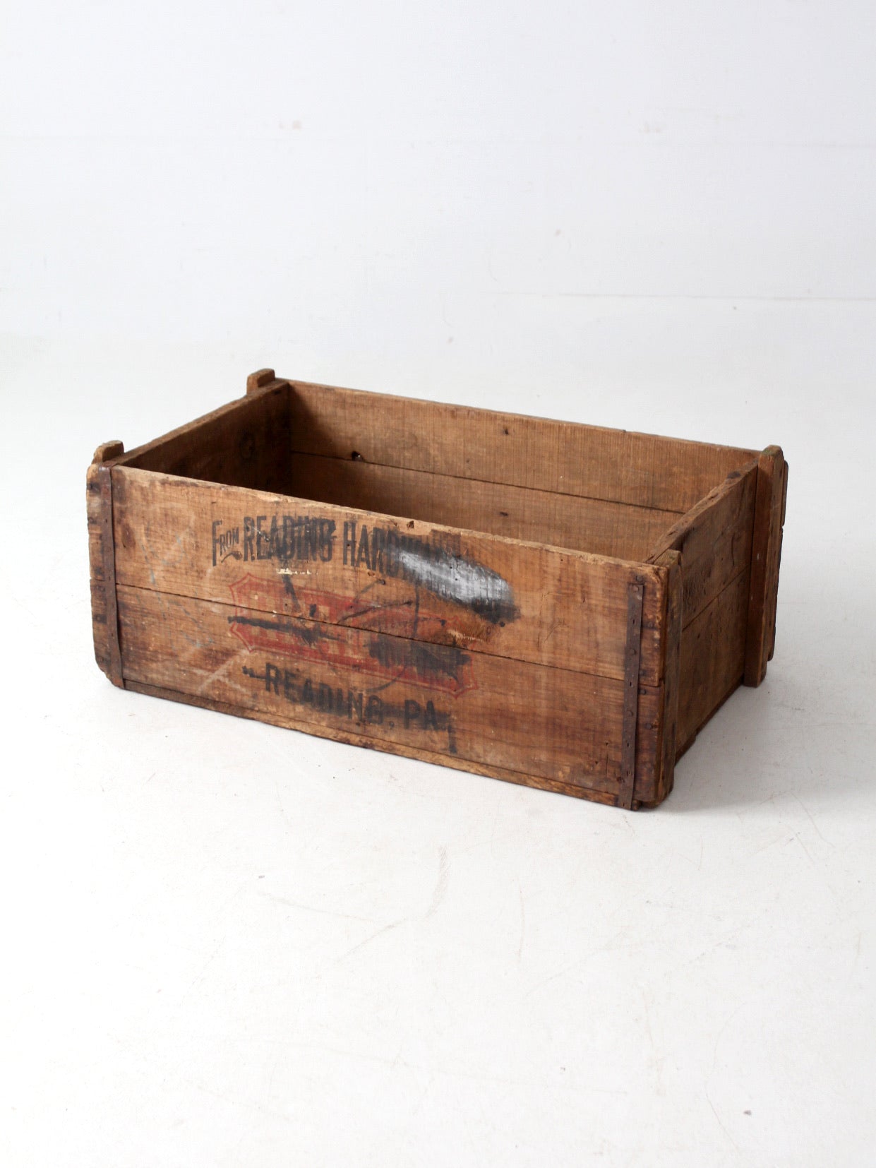 antique Reading Hardware Co wood crate