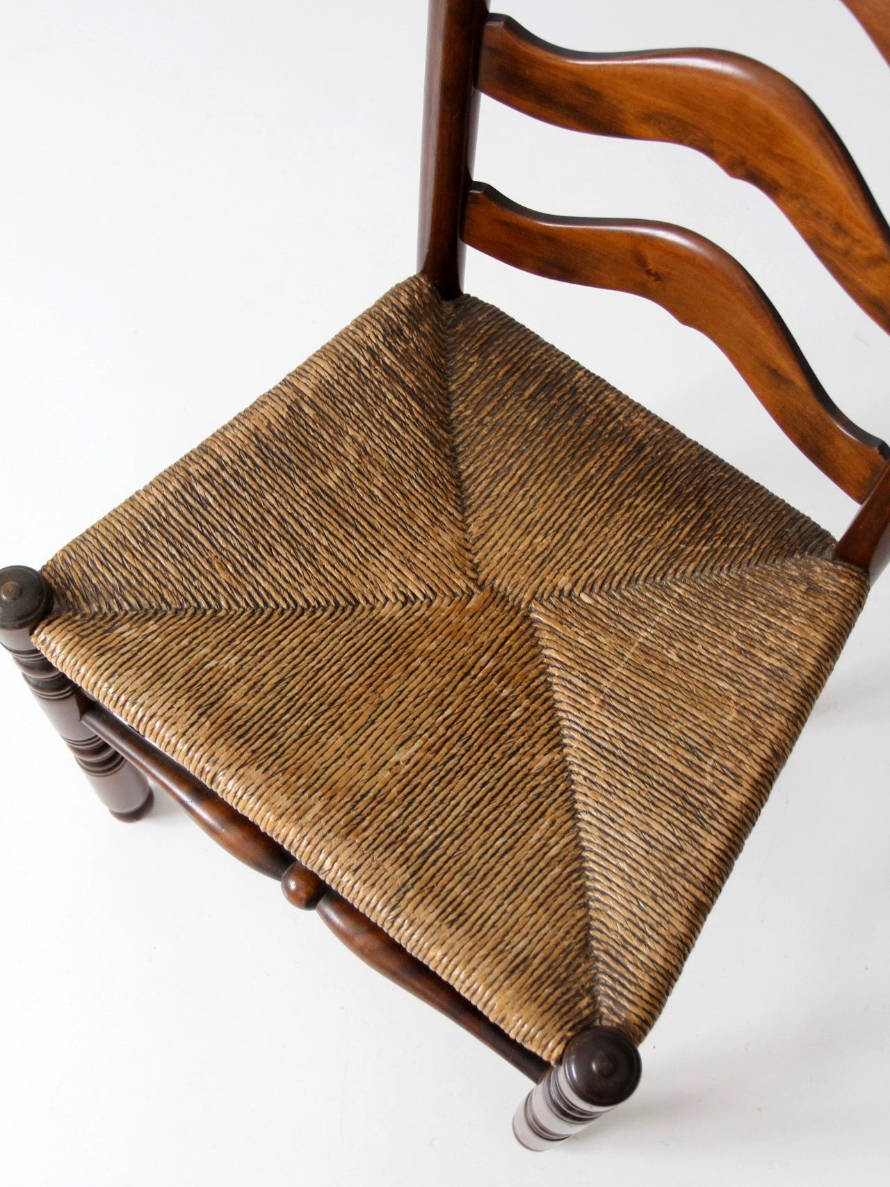 vintage French Provincial ladderback rush seat chair
