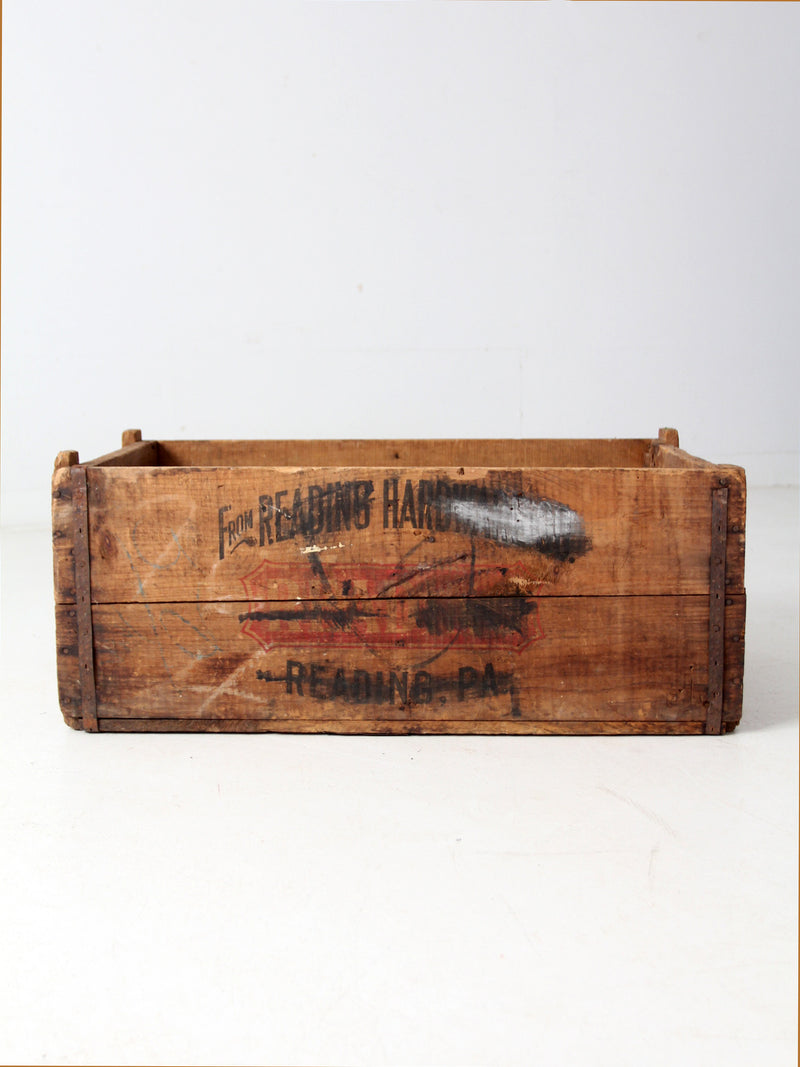 antique Reading Hardware Co wood crate