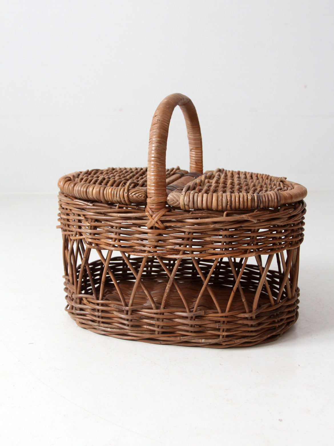 美品　Vintage picnic basket Vintage Woven Picnic Basket – Olde Tyme Marketplace