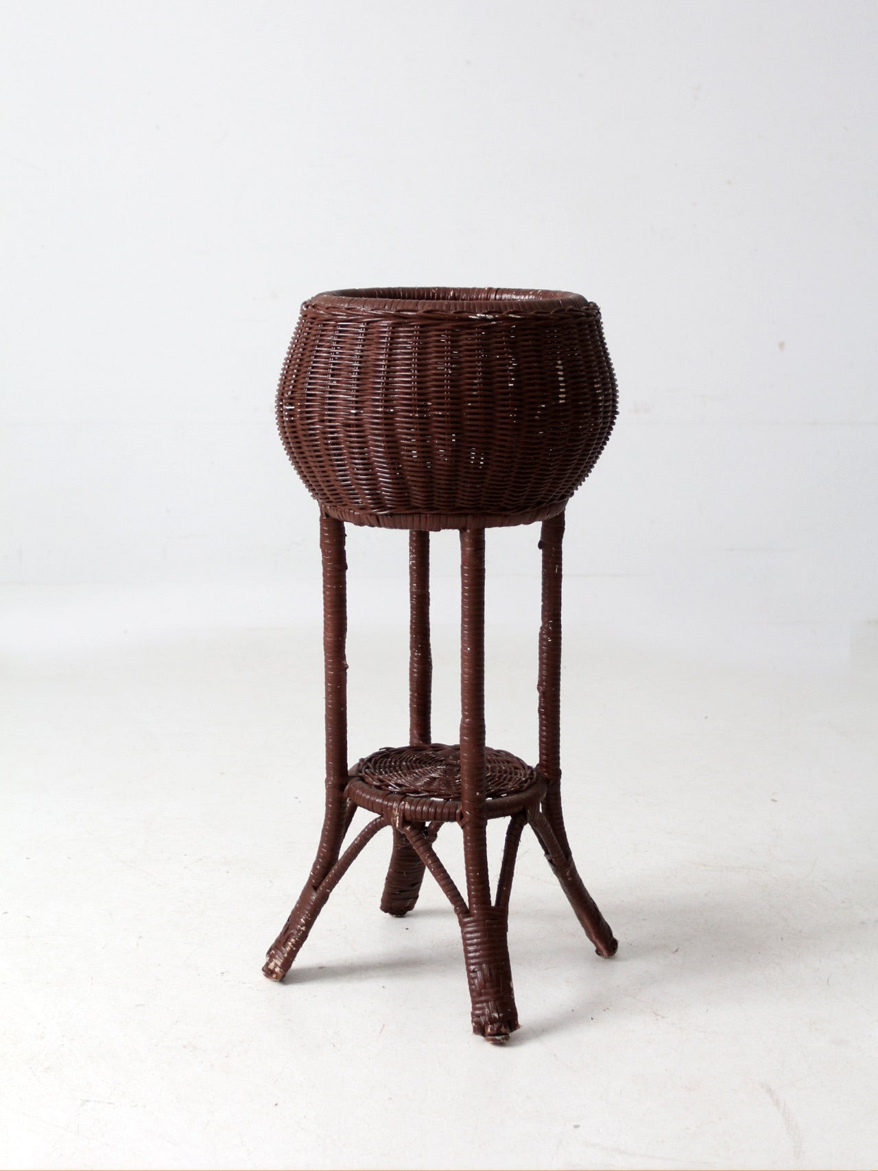 vintage wicker plant stand
