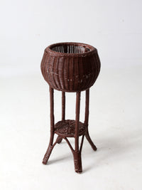 vintage wicker plant stand