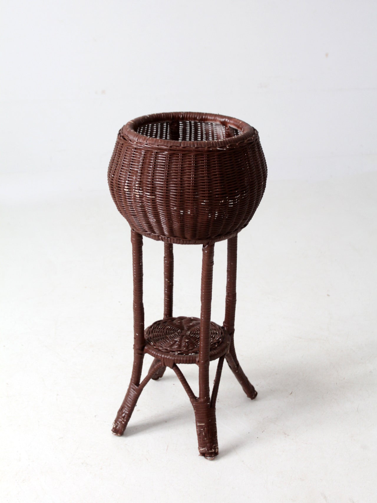 vintage wicker plant stand