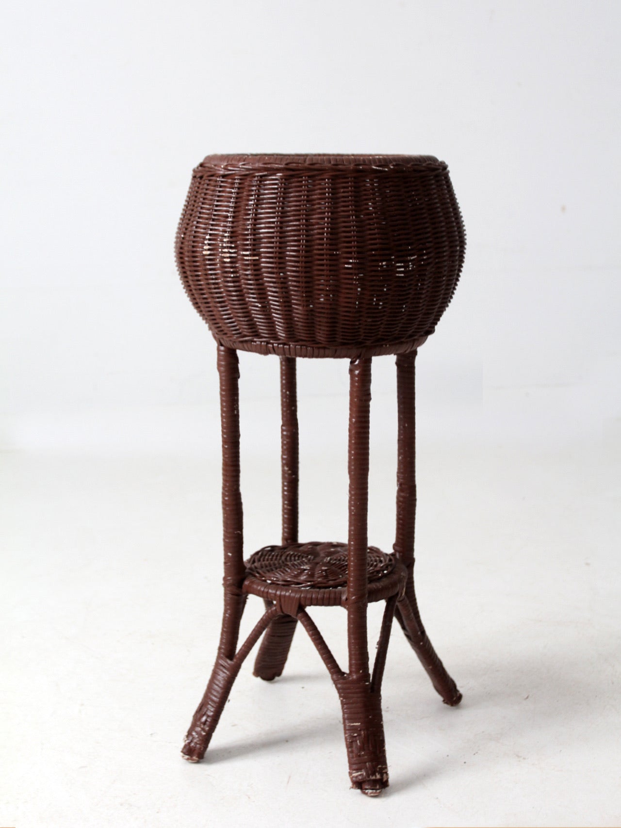vintage wicker plant stand