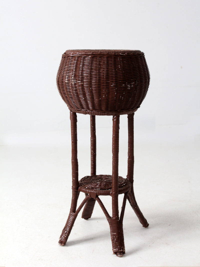 vintage wicker plant stand