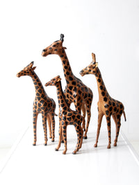 vintage leather giraffe figurines collection