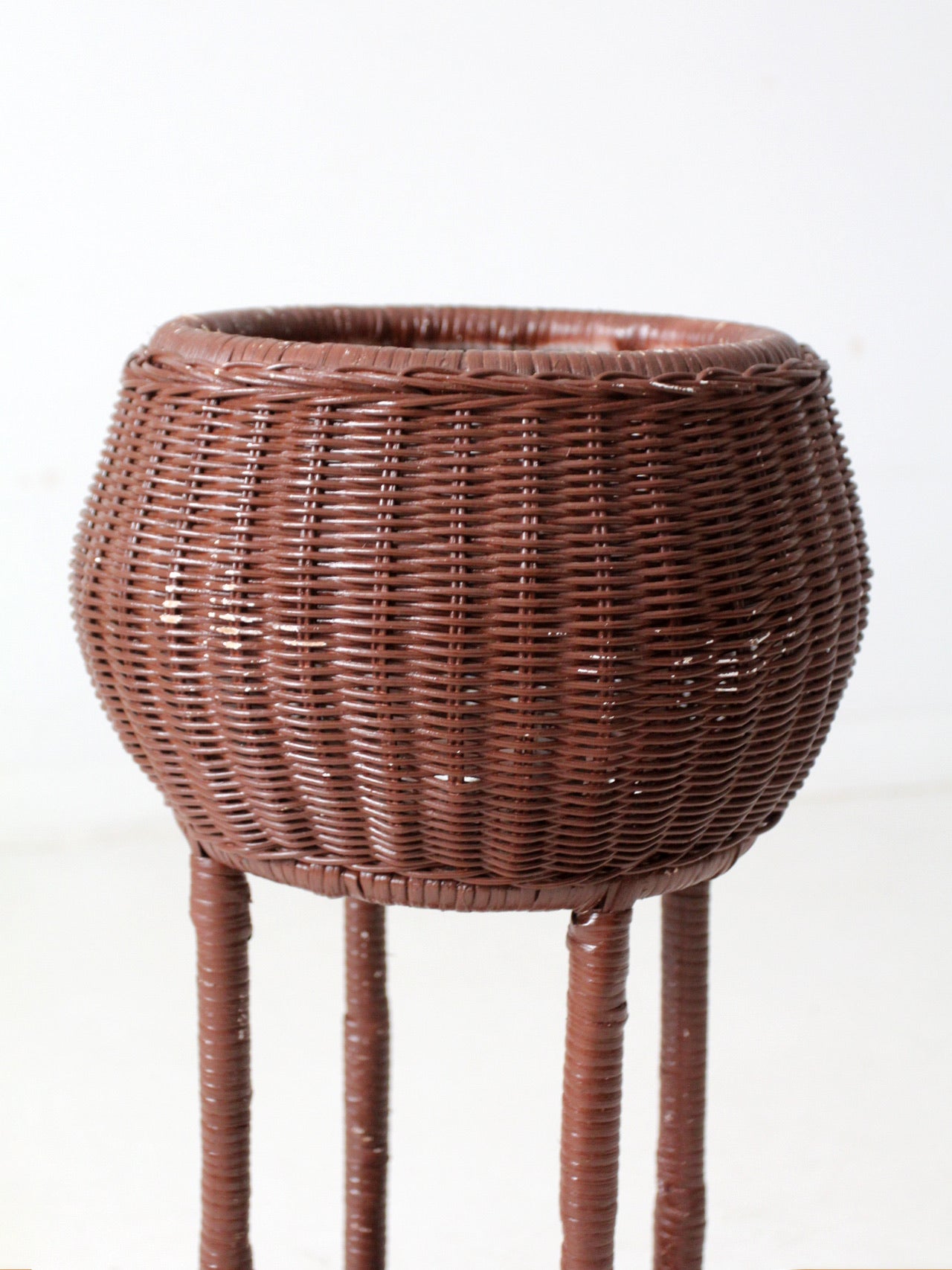 vintage wicker plant stand