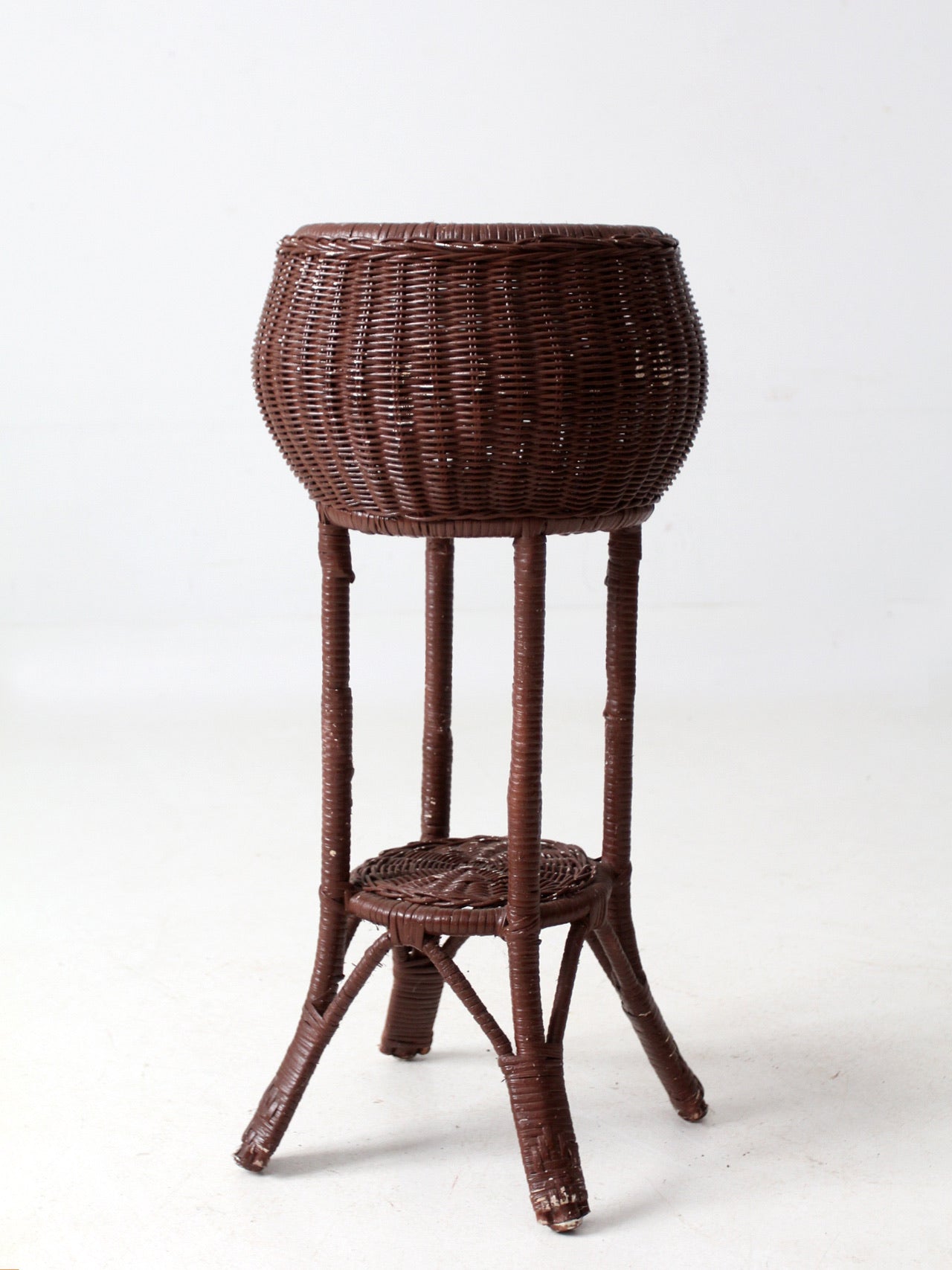 vintage wicker plant stand