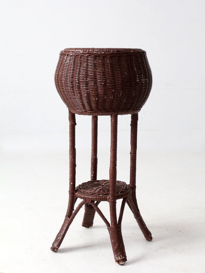 vintage wicker plant stand