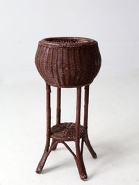vintage wicker plant stand