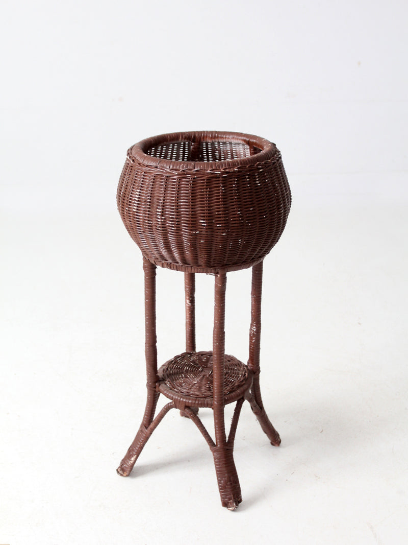 vintage wicker plant stand