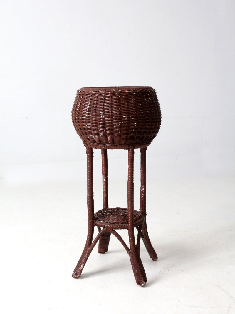vintage wicker plant stand