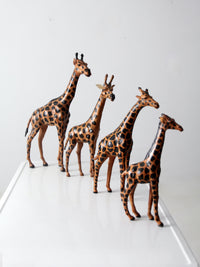 vintage leather giraffe figurines collection