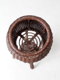 vintage wicker plant stand