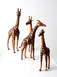 vintage leather giraffe figurines collection