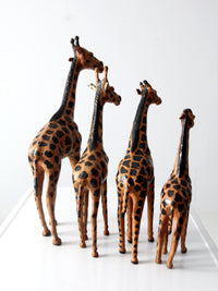 vintage leather giraffe figurines collection