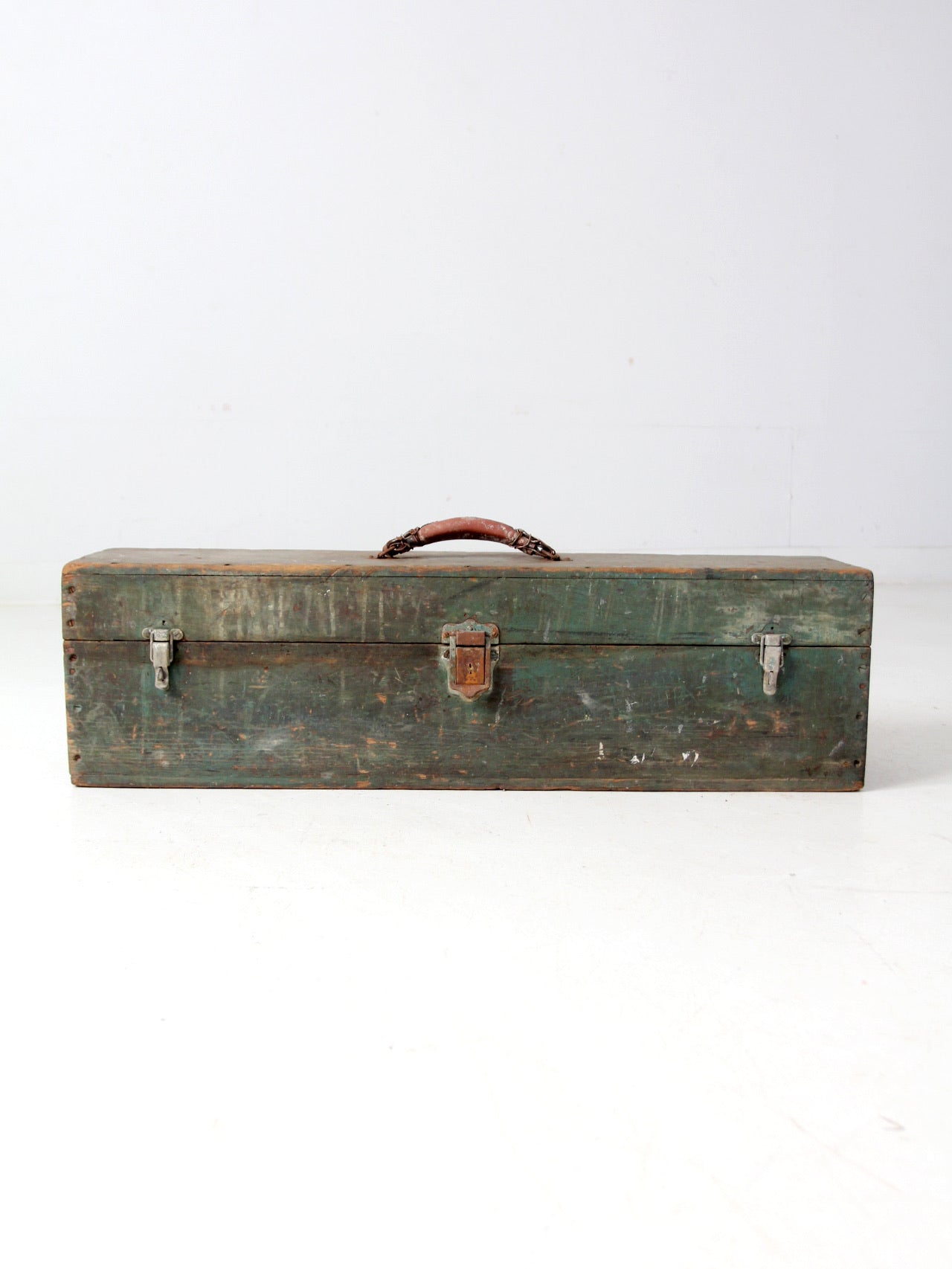 vintage green wood tool box