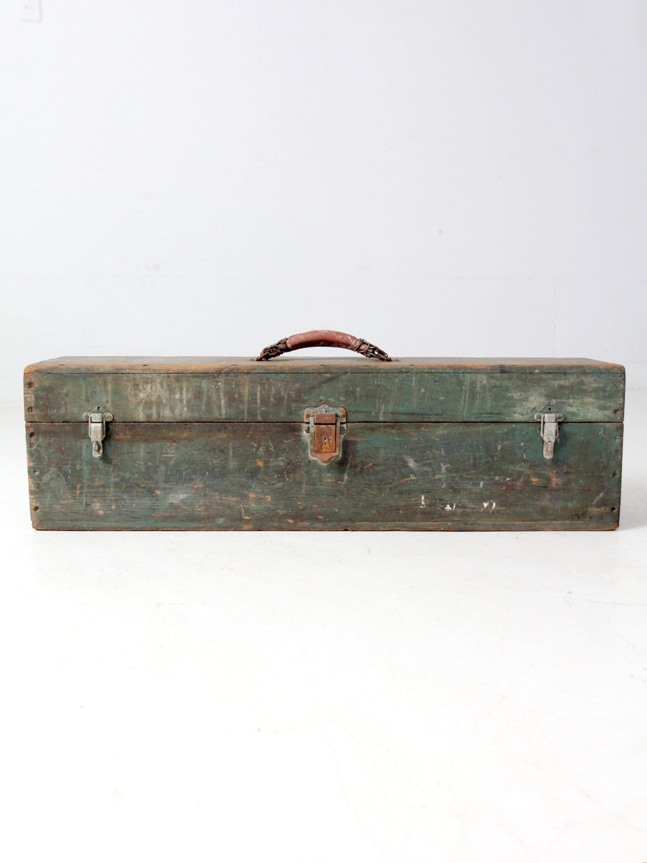 vintage green wood tool box