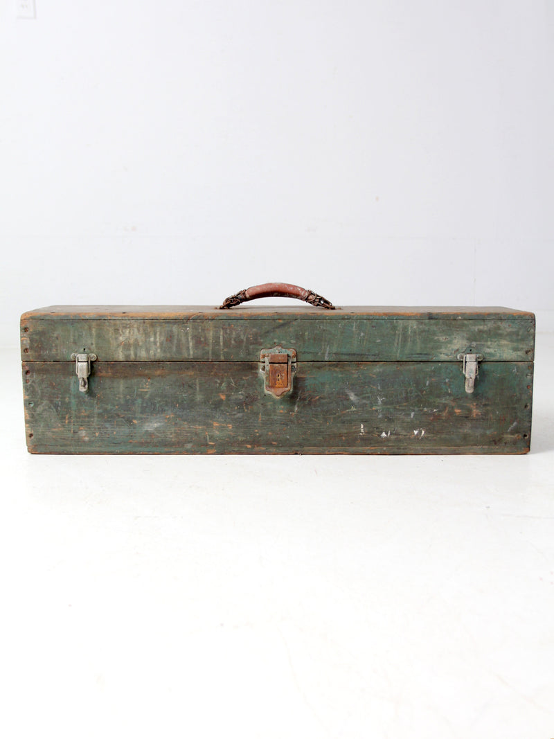 vintage green wood tool box