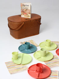 mid-century Redmon picnic basket set