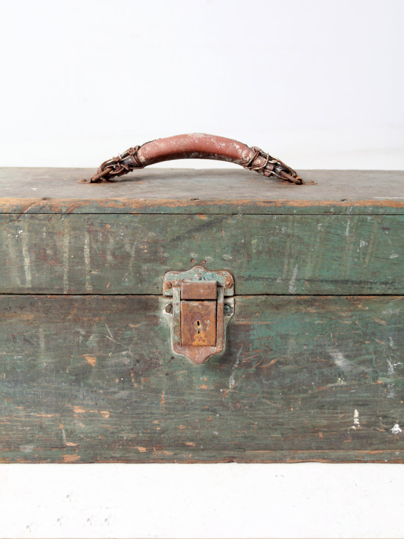 vintage green wood tool box