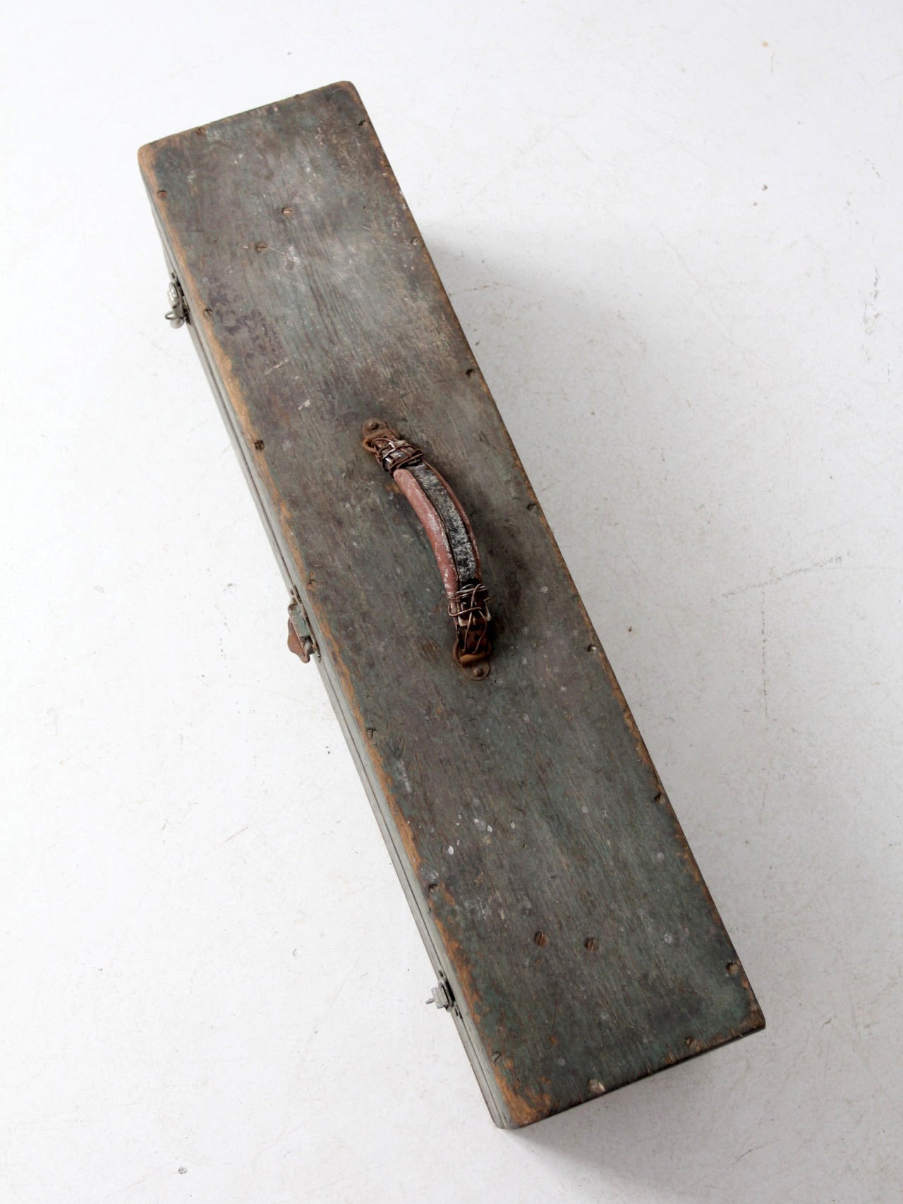 vintage green wood tool box