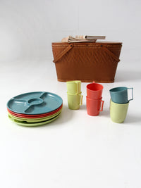 mid-century Redmon picnic basket set