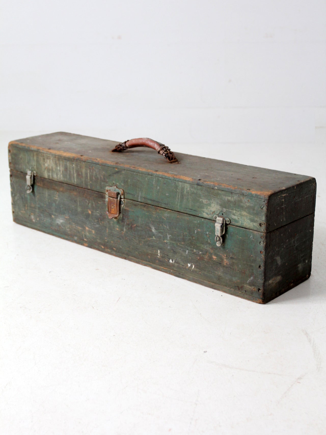 vintage green wood tool box