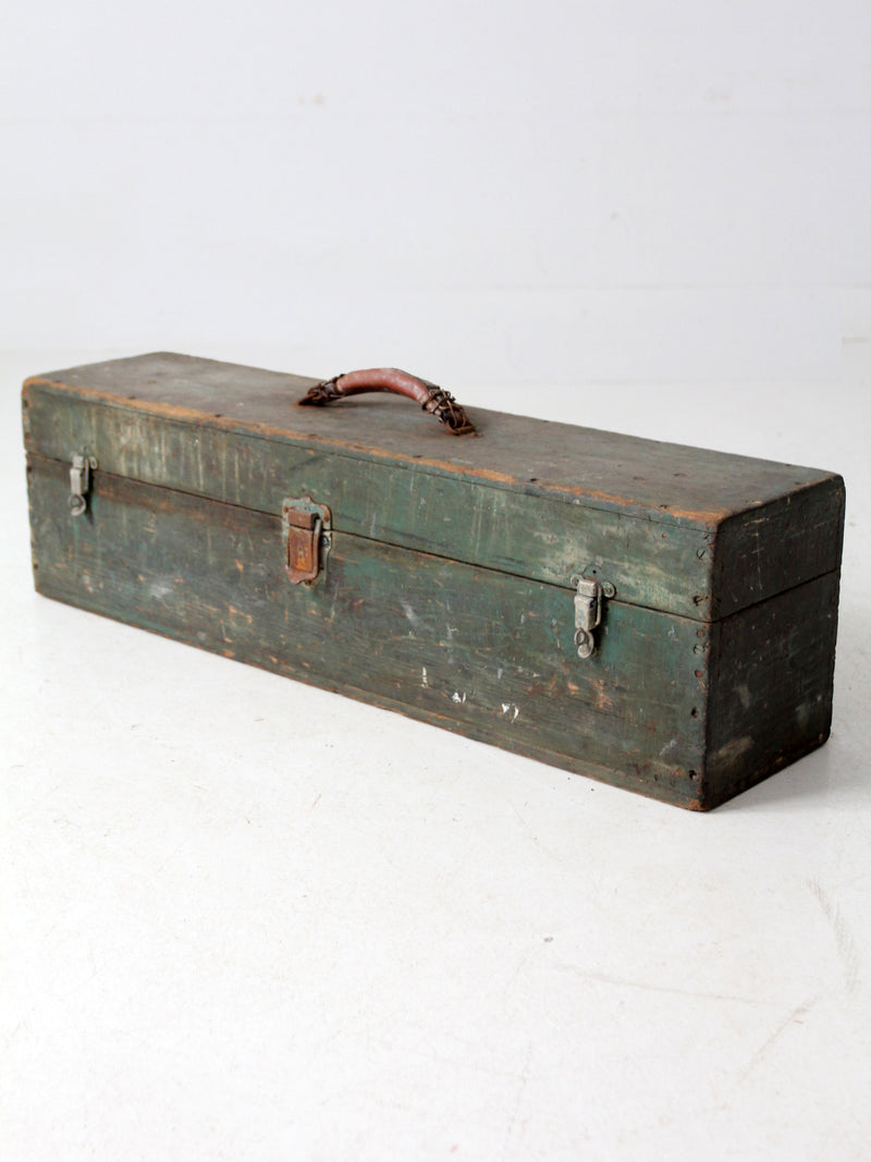vintage green wood tool box