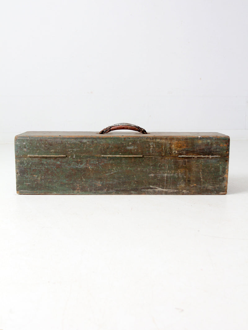 vintage green wood tool box