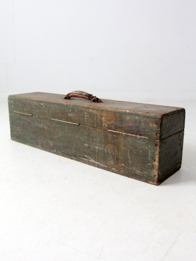 vintage green wood tool box